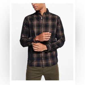 Express Plaid Stretch Corduroy Shirt